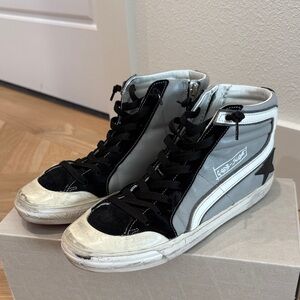 Golden Goose Slide Penstar Classic in Gray, Black, and White